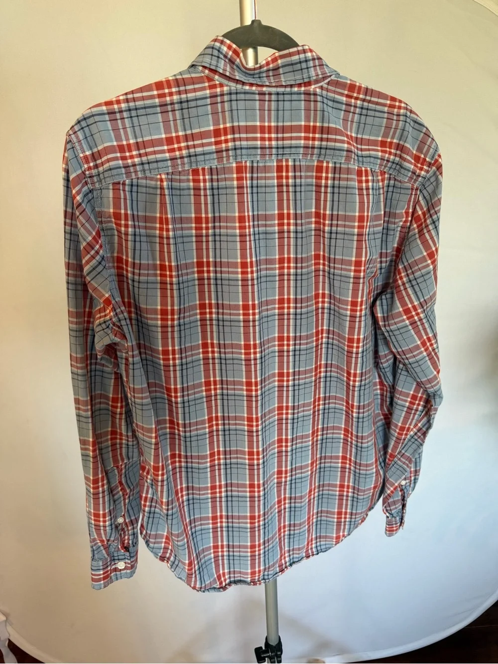 J. Crew Red and Gray Plaid Button-Down Shirt